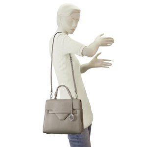 Raviani Grey Pebble Grain Leather Satchel Handbag